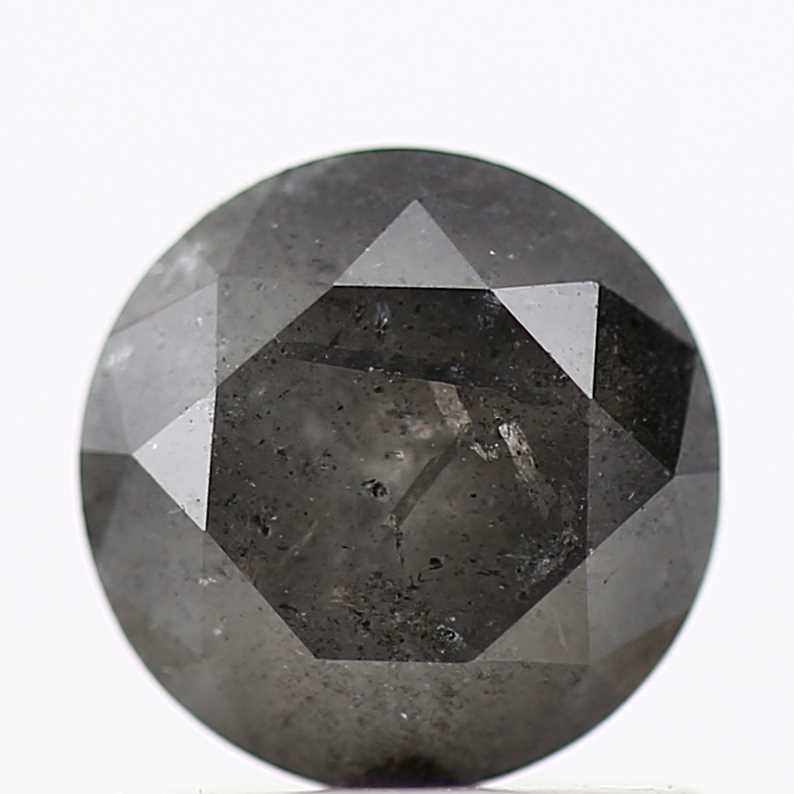 0.94 Carat Salt and Pepper Gray Round Brilliant Cut Natural Loose Diamond